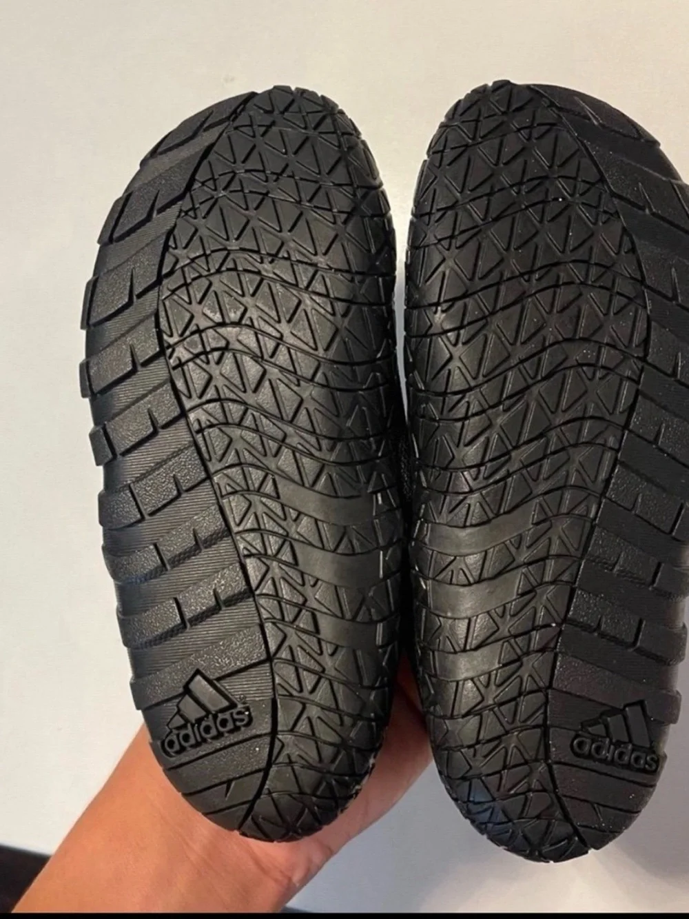 adidas Kids Black Slip-On Water Shoes with Silver Stripes